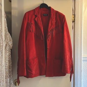 Vintage red leather/suede fringe jacket - Denim&co